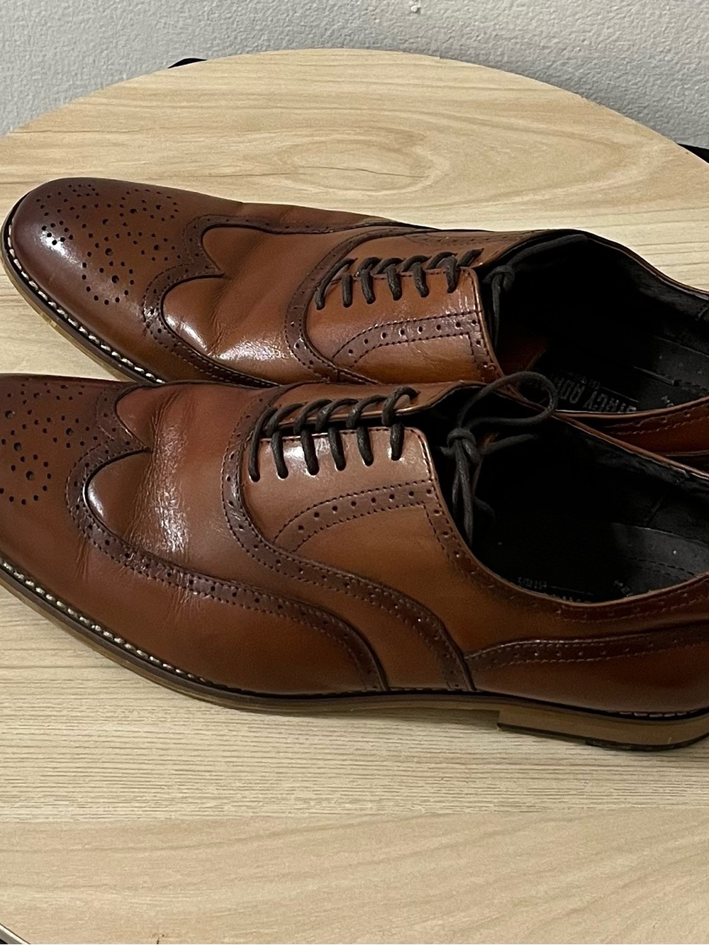 Stacy Adams Men's Cognac-Brown Wingtip Dress Shoes - Classic Leather Oxford